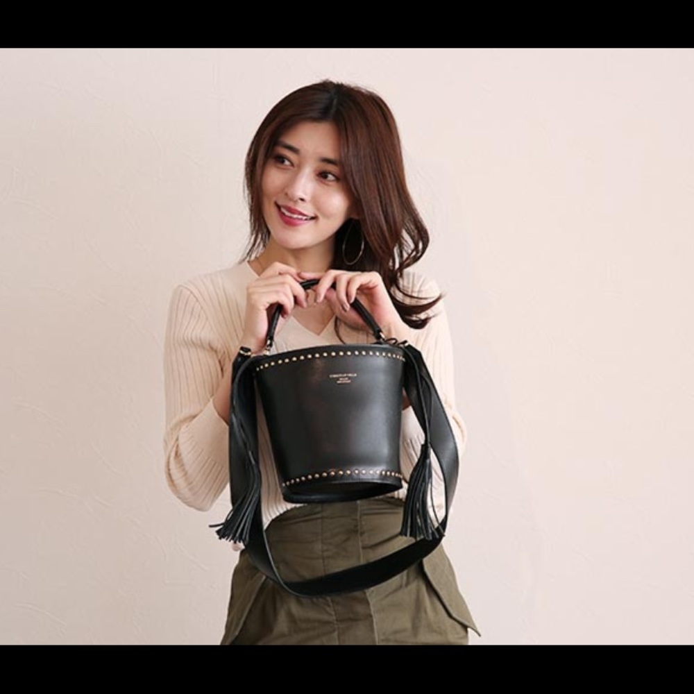 Bucket Leather Bag Black by Christian Villa. New without tags. Made in Italy.